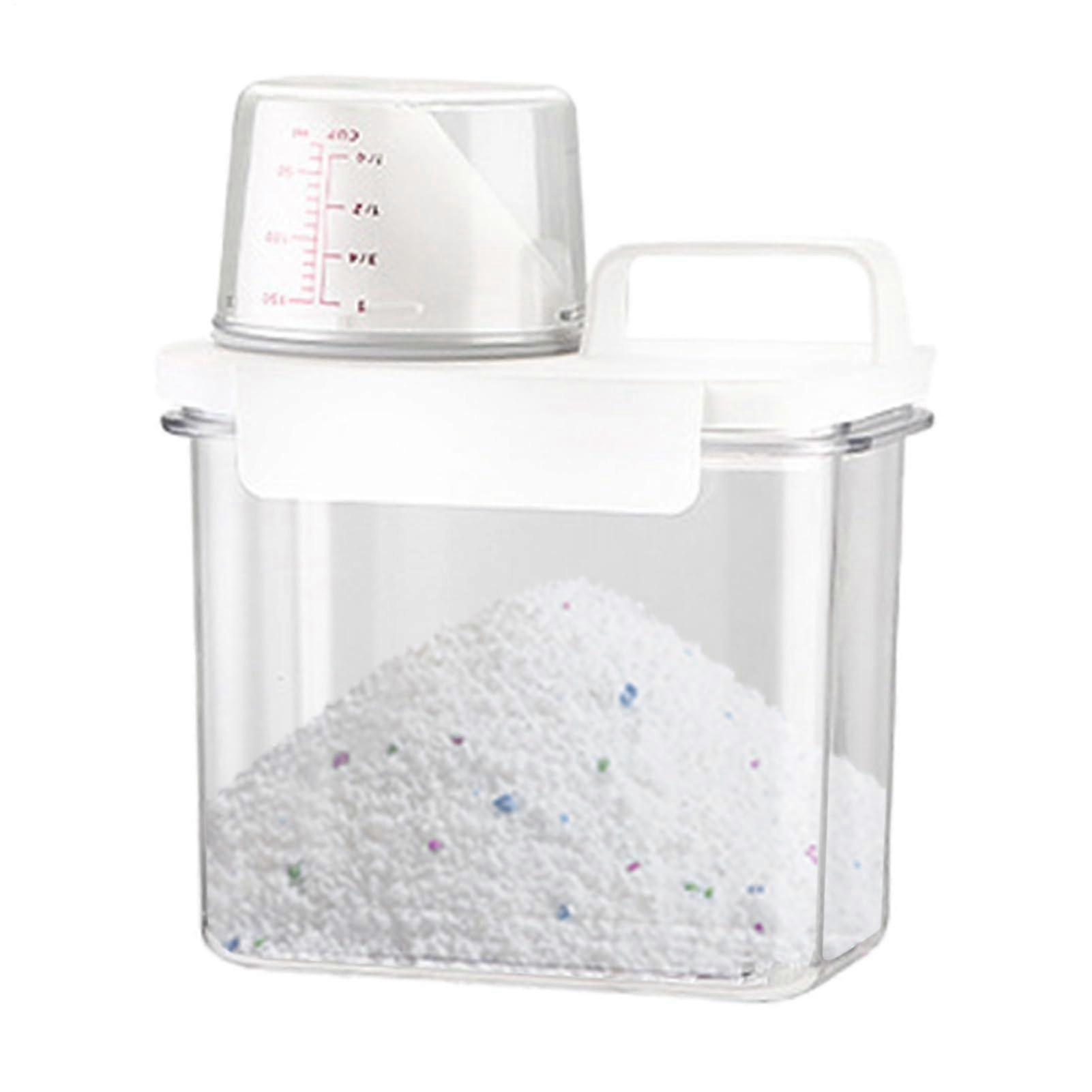 Washing Powder Storage Container Airtight Detergent Dispenser With Measuring Cup Automatic Pop Up For Washing Pods