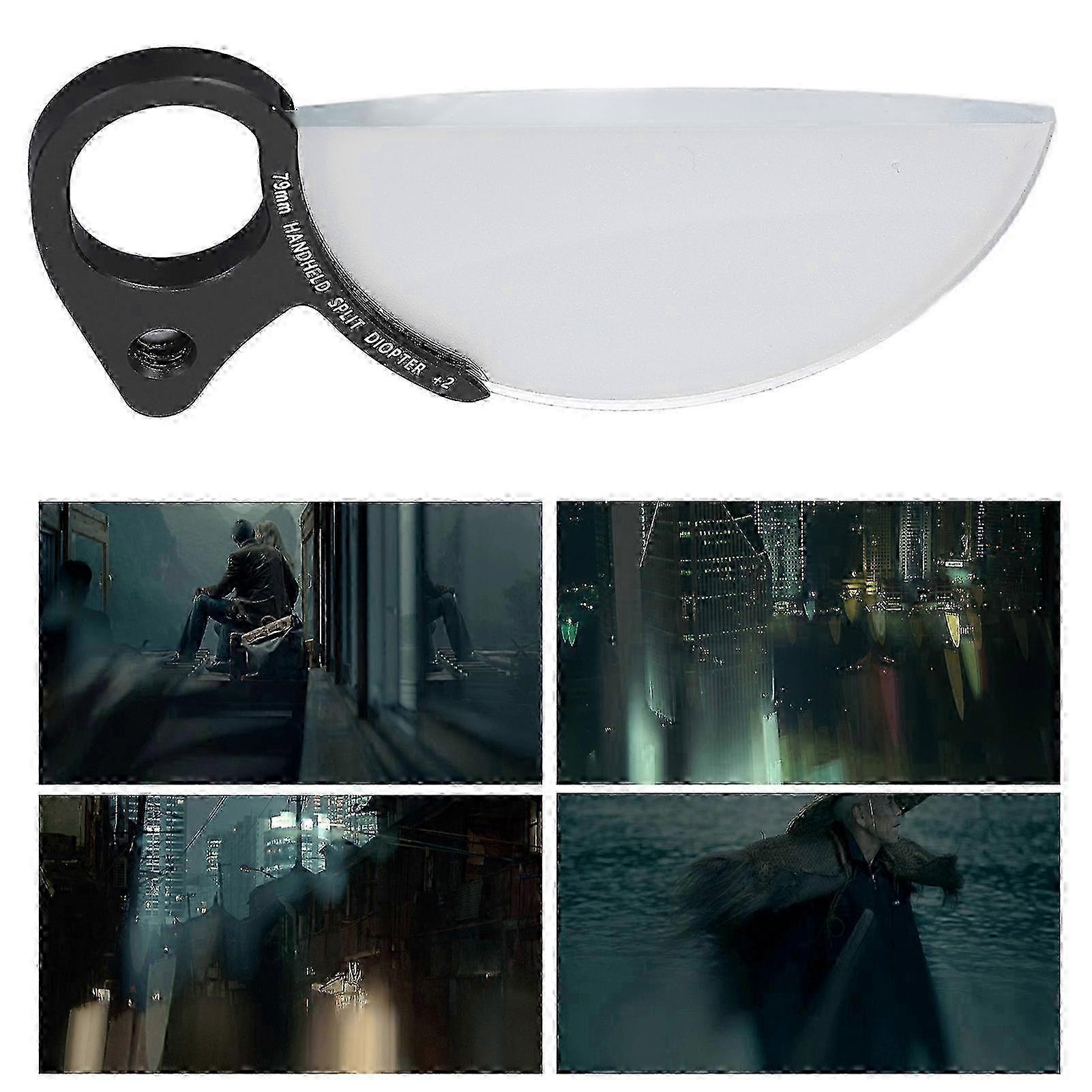 79mm Handheld Split Diopter Filter Special Effect Filter Photography Semicircular Foreground Blur Prism Filter for Focus 35‑85mm DSLR Accessory