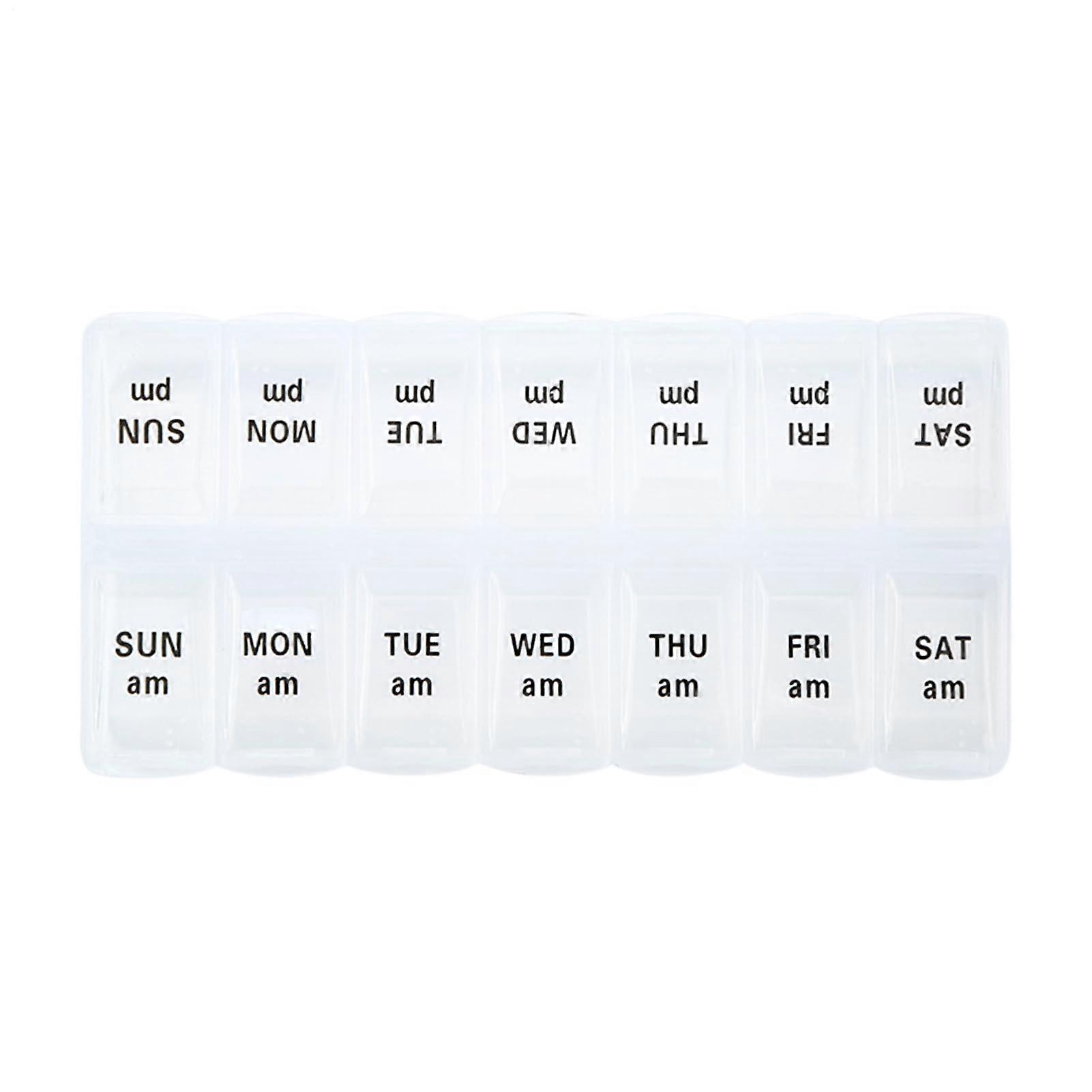 Weekly Pill Organizer with 14 Compartments for TwiceDaily Use, Travel and Work Storage Box