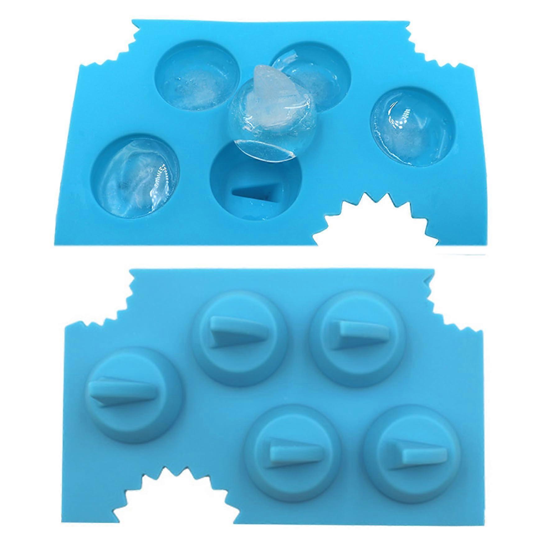 Silicone Ice Cube Tray 2 Pack Shark Fin Shape 5 Cavity Food Grade Easy Release Molds for Parties