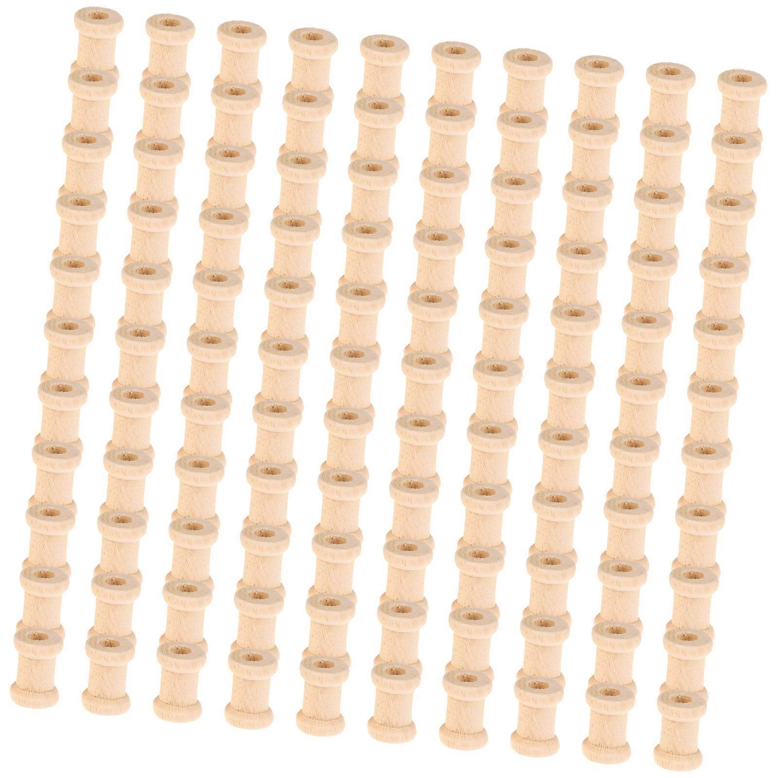 100 Pcs Wood Empty Spools Empty Sewing Spools Wood Sewing Bobbins Sewing Thread Ribbon Holder Empty Bobbins for Sewing Multicolor