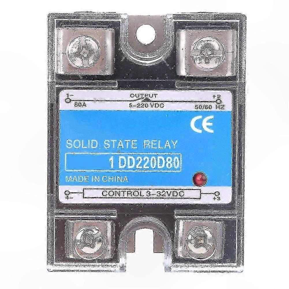 80A DC to DC Solid State Relay with 3-32VDC Control Input and 5-220VDC Output Range