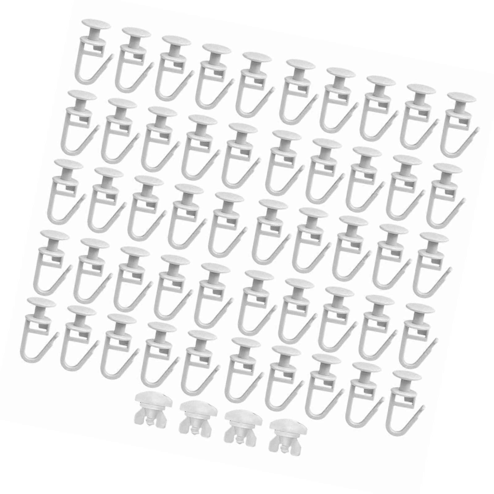 50Pcs Curtain Track Lockable Hook Curtain Gliders with 4Pcs Rails Stoppers for Window Curtain Rails Ceiling Gliders Set Multicolor