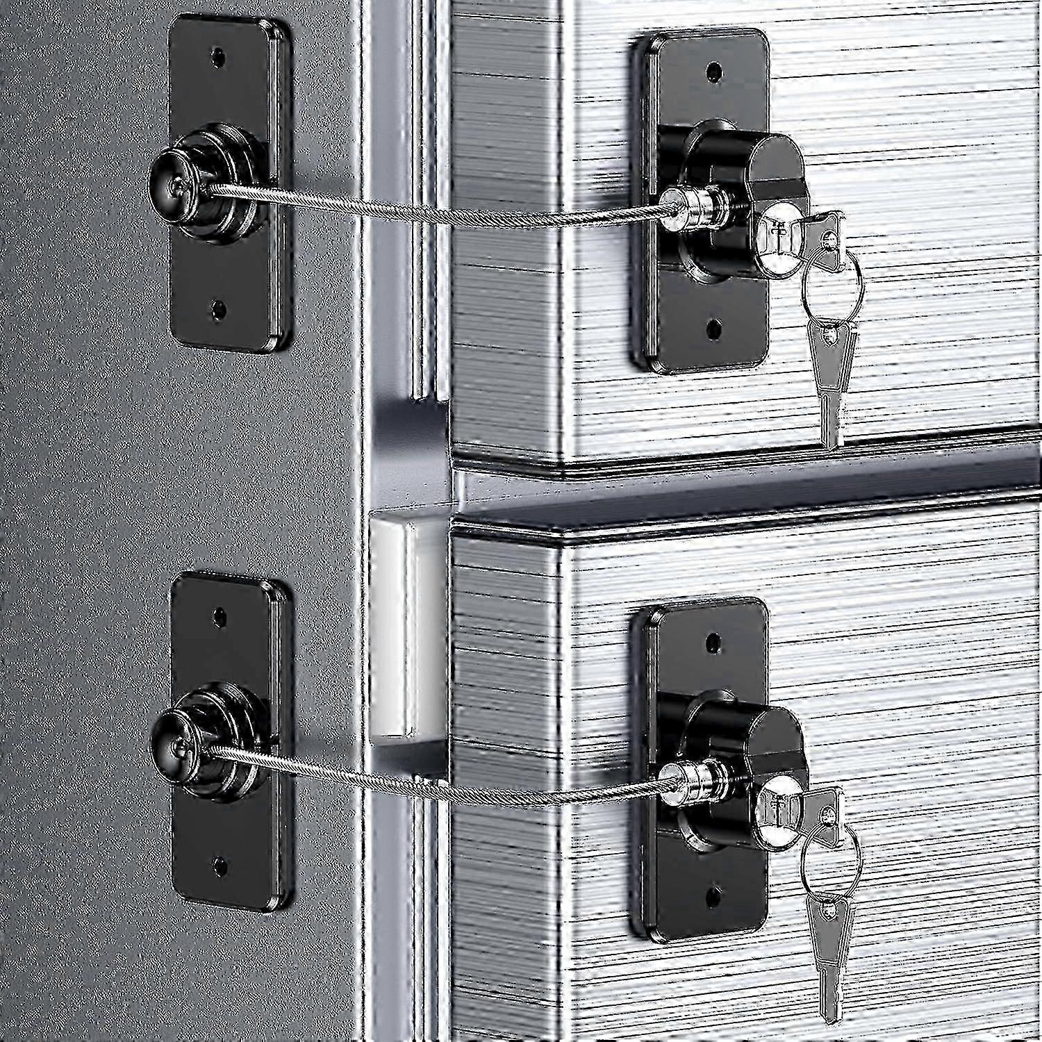 2 Pack Refrigerator Door Lock with Adhesive, No Tools Required, Child Proof