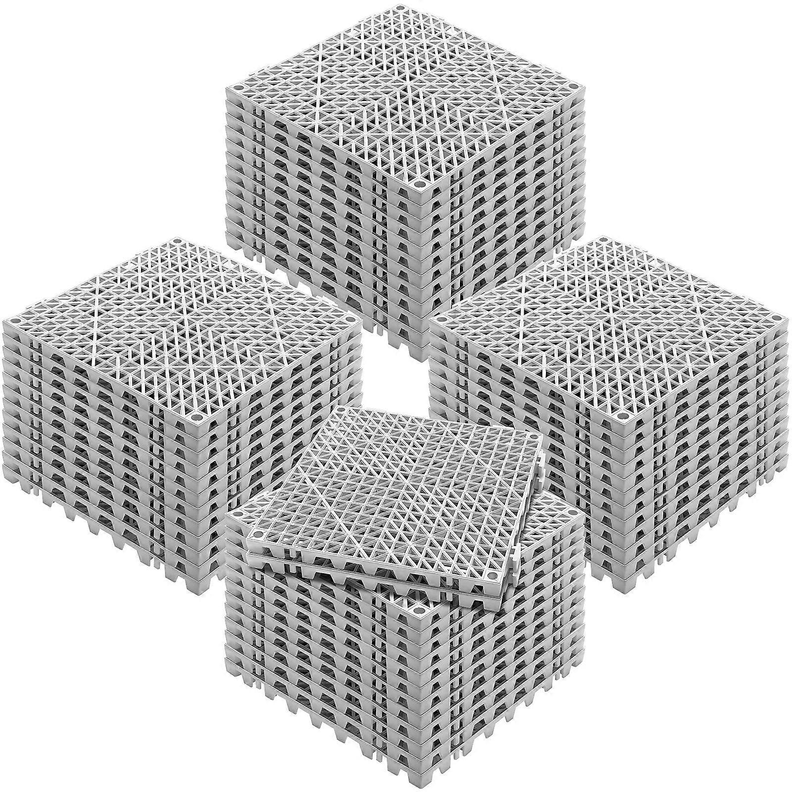 Interlocking Tile 50PCS Gray, Drainage Tiles 12" x 12" Splicing, Soft PVC Interlocking Drainage Floor Tiles
