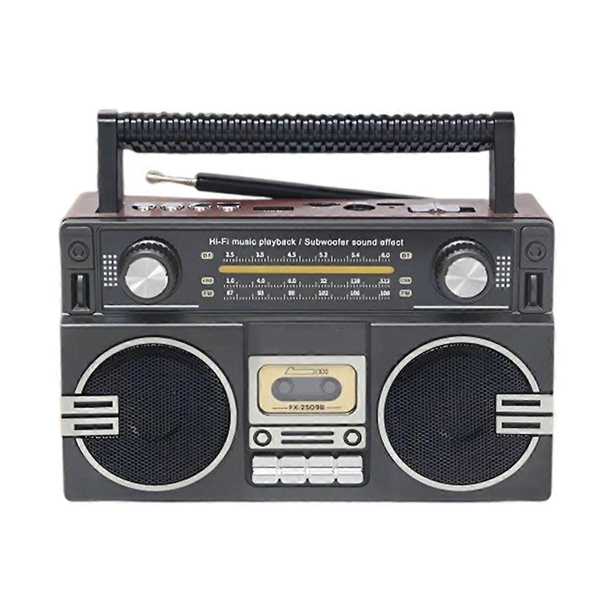 Portable Retro Bluetooth Boom Box Multifunctional Outdoor Stereo Mobile Player Built-in Speakers FM/