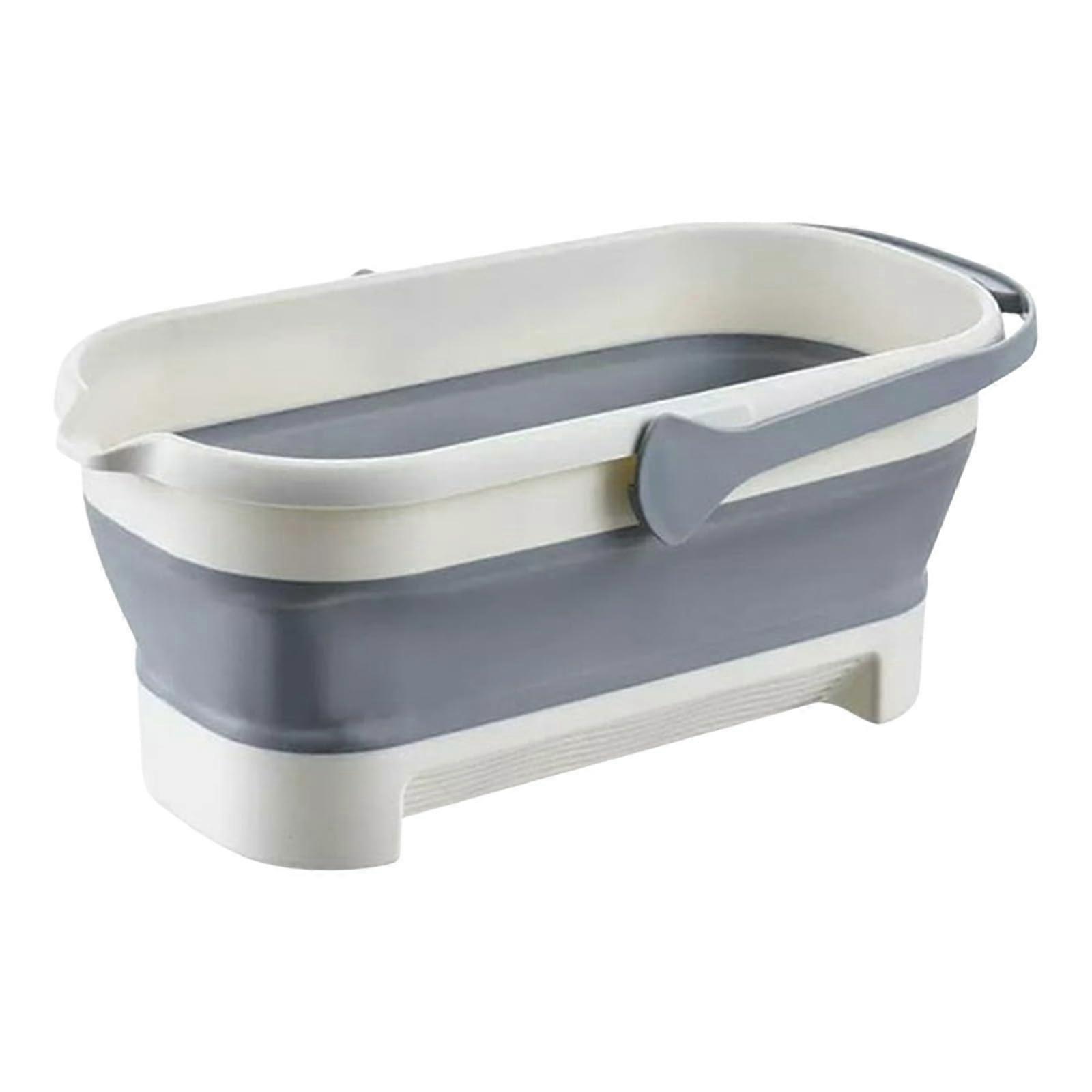 Collapsible Mop Bucket with Handle 16L Foldable Water Pail for Cleaning, Laundry, Camping Gray