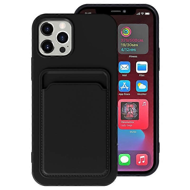 Case for iPhone 17 Black integrated card holder matte soft