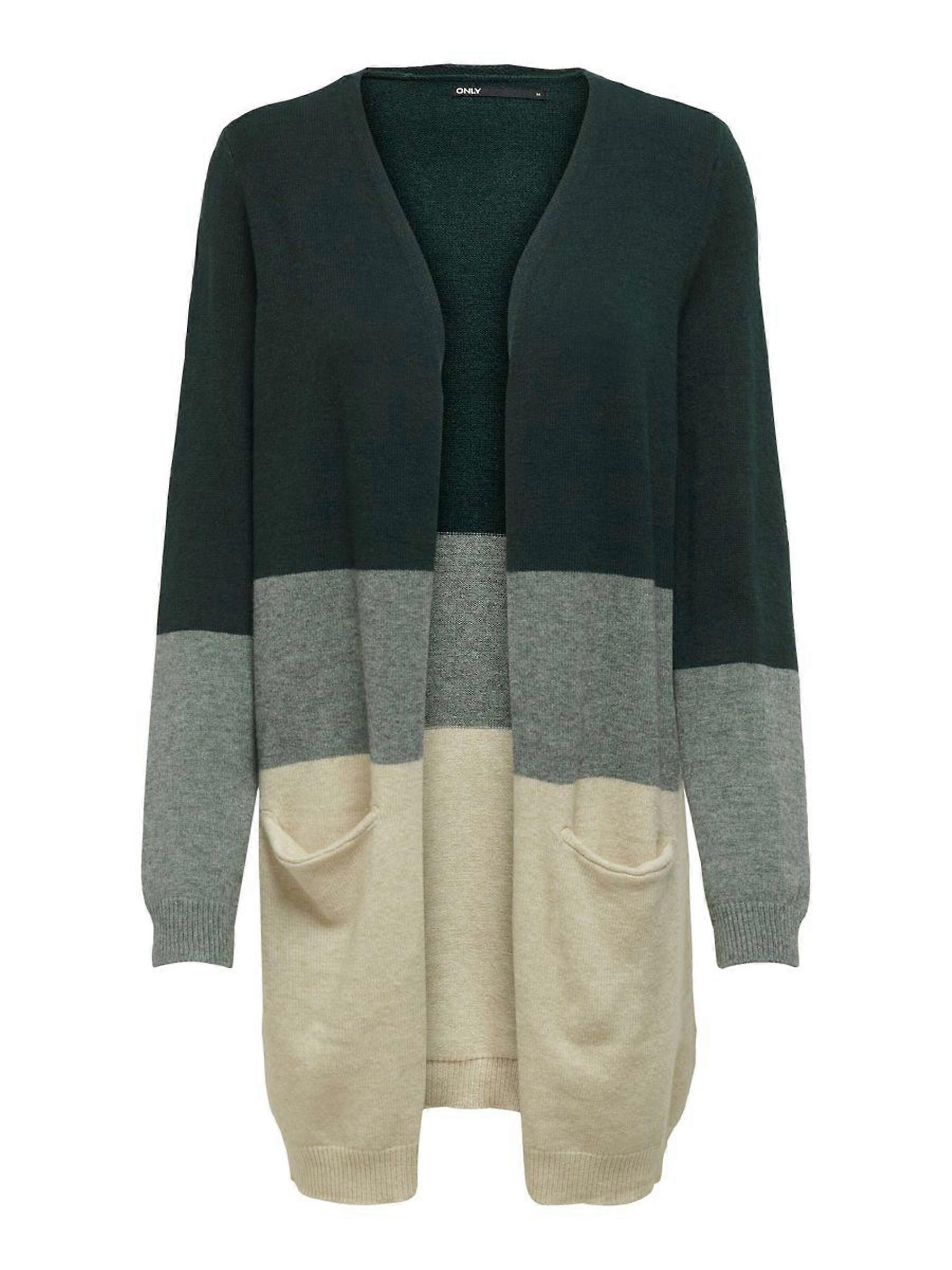 ONLY Damen Lange Strickjacke mit Taschen Knitted Cardigan Langarm Basic