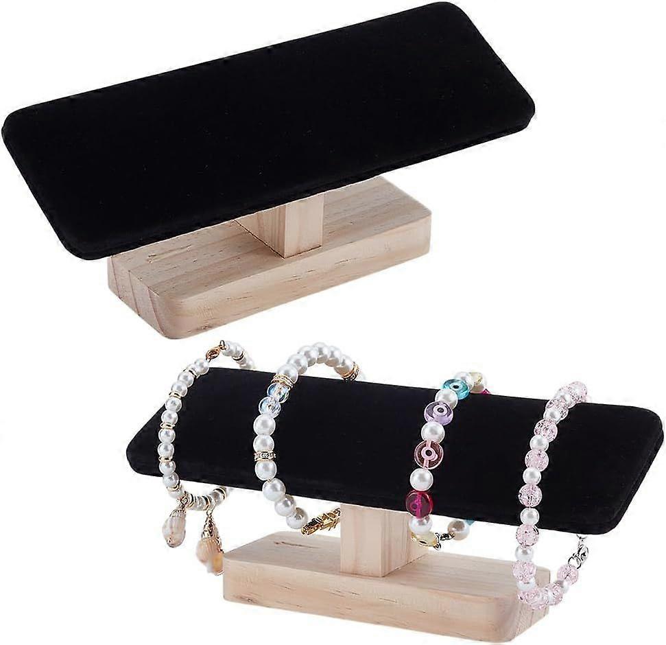 2 Pcs Wooden Watch Display Stand T-Bar Bracelet Holder Jewellery Wooden Display Removable Bangle Pendants for Home Use Retail Display Black