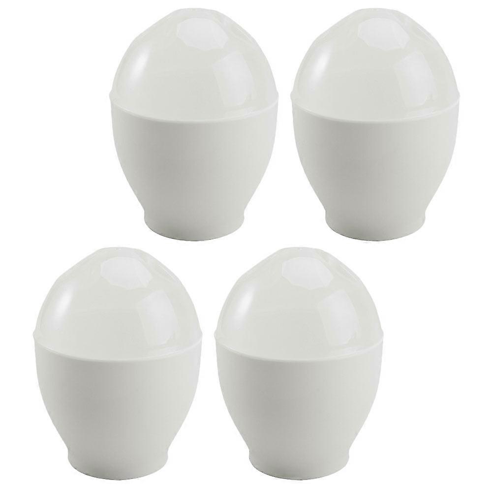 4 Pcs Steamed Egg Cup Container with Lid Eggs Micro-wave Oven White Pp