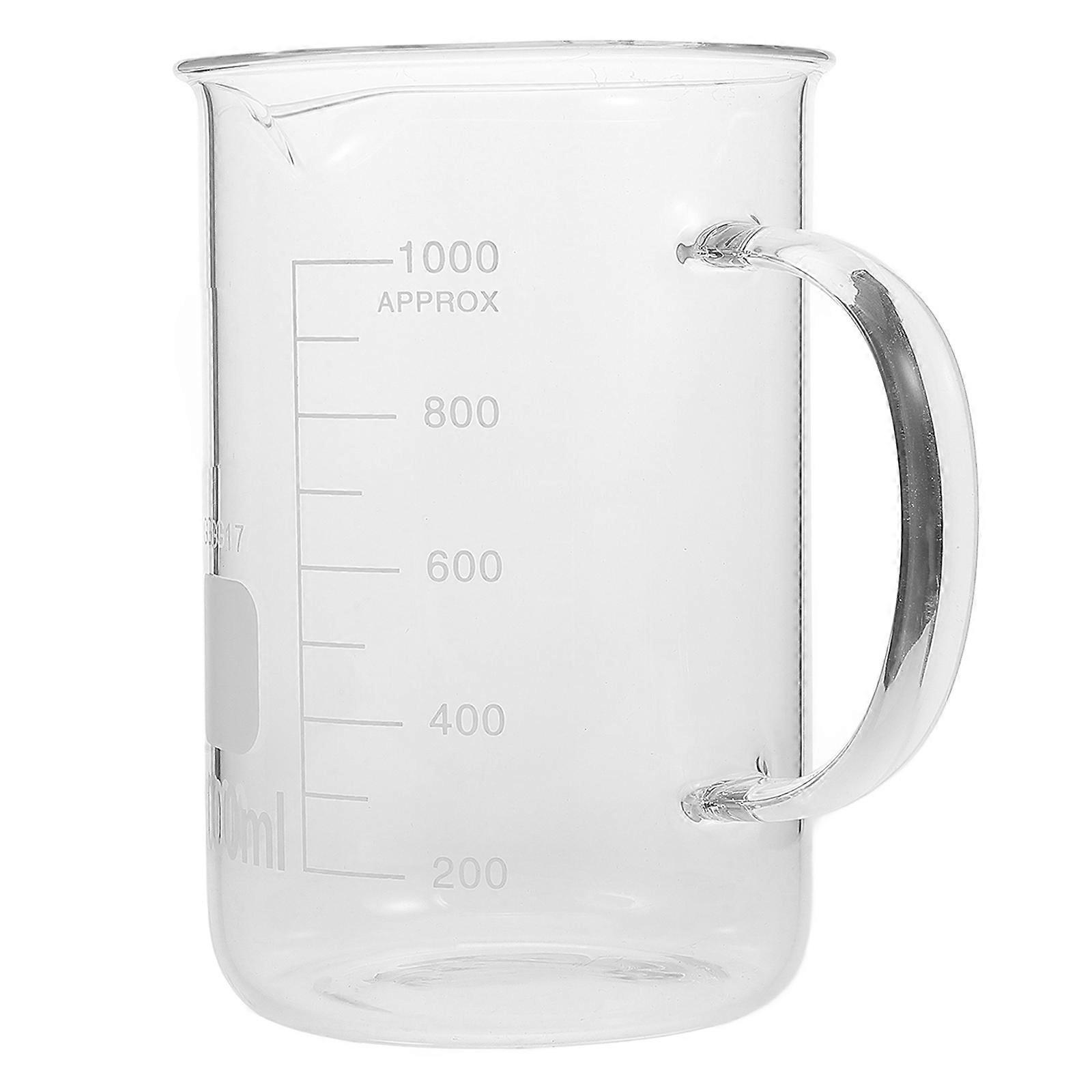 Beaker Mug Glass Measuring Cup with Handle for Storage 1000Ml