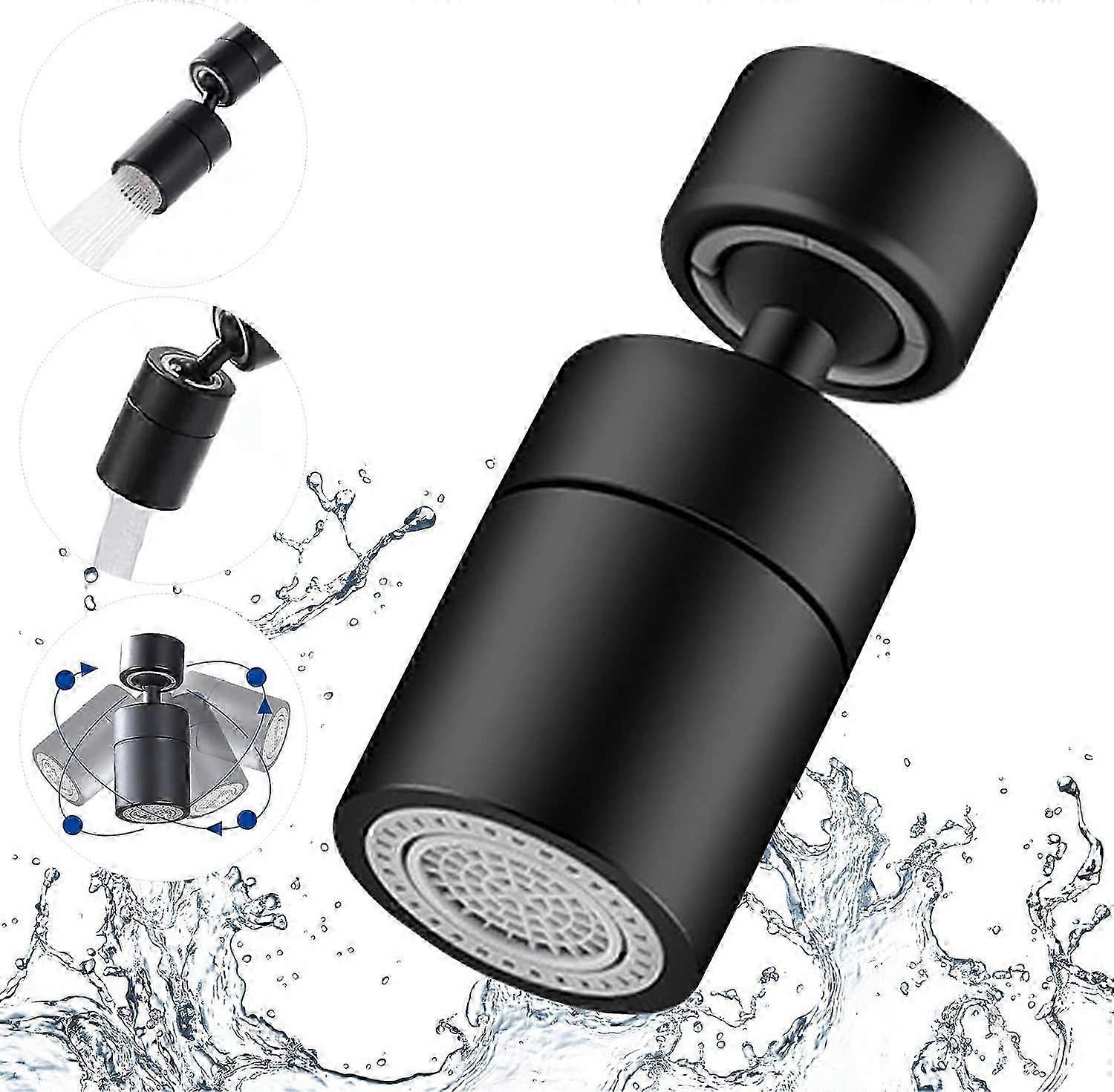 Faucet Aerator,360 Degree Swivel-2 Modes Adjustable Kitchen Faucet Filter Bubbler,with 22mm External Thread-24mm Internal Thread Adapter