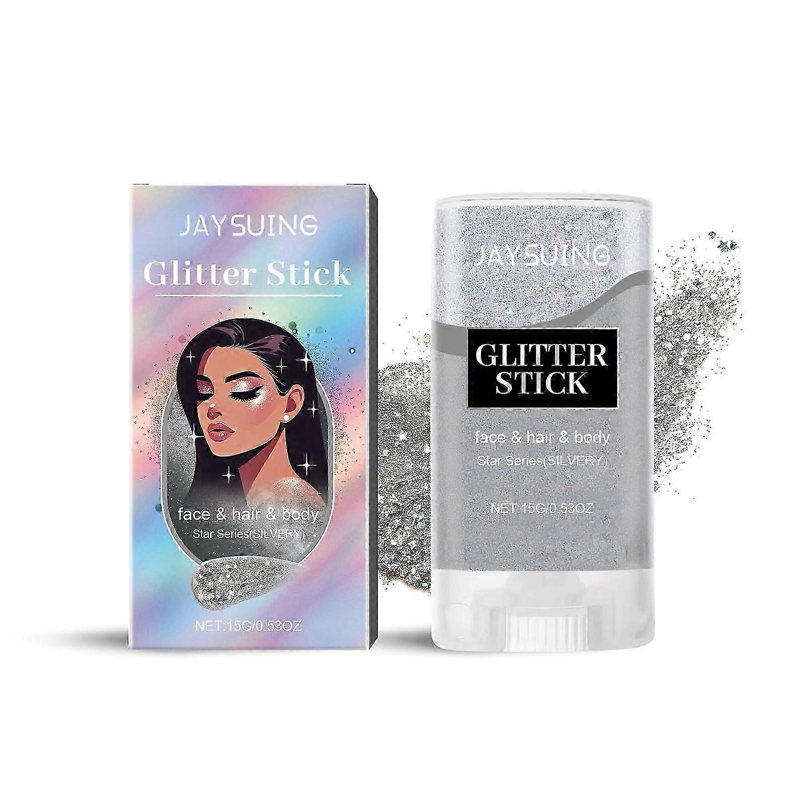 Jaysuing Sequin Glitter Stick (Silver) Party Dance Performance Makeup Face And Body Clavicle Highlighter Shimmer