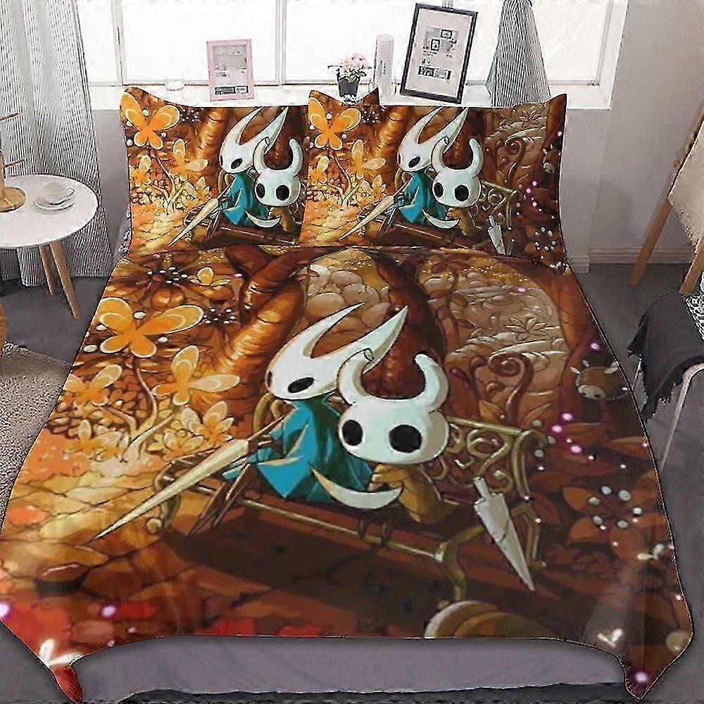 v123 Hollow Knight Conjunto de Cama de 3 Peças Conjunto de Capa de Edredão Macio Quente E Confortável Conjunto De Cama Macia Com 1 Capa De Edredão E 2 Fronhas Para Quarto ol123