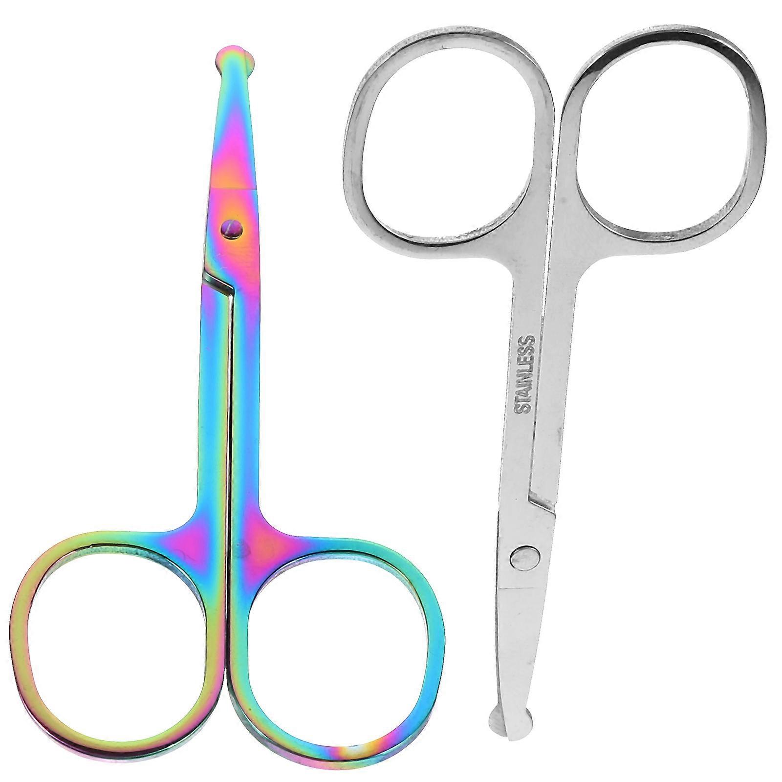 2Pcs Round Tip Nas Păr Foarfece Barbă Shear Nose Păr Instrumente de tăiere pentru Home Random Style