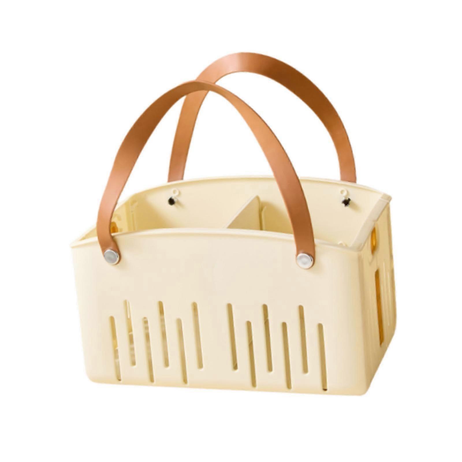 Foldable Shower Caddy with Quick Drain Design for Bathroom Gym Dorm Travel, Cream