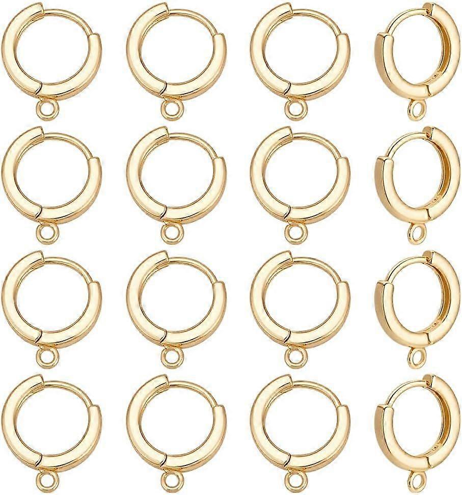 16Pcs 18k Gold Leverback Earring Hooks Huggie Hoop Earring Findings Brass Lever Back Ear Wires with Open Loop Piercing Circle for Ear Designs Jewelry 