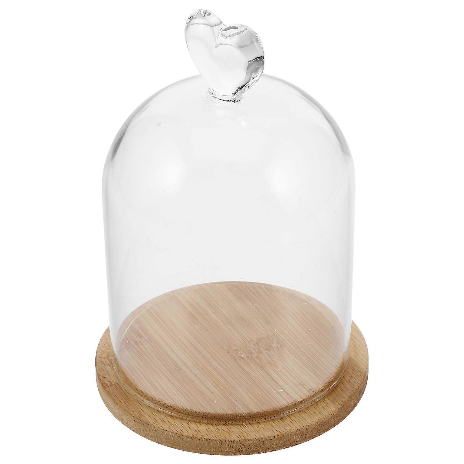 Clear Glass Cloche Dome for Decorative Display with Wood Base