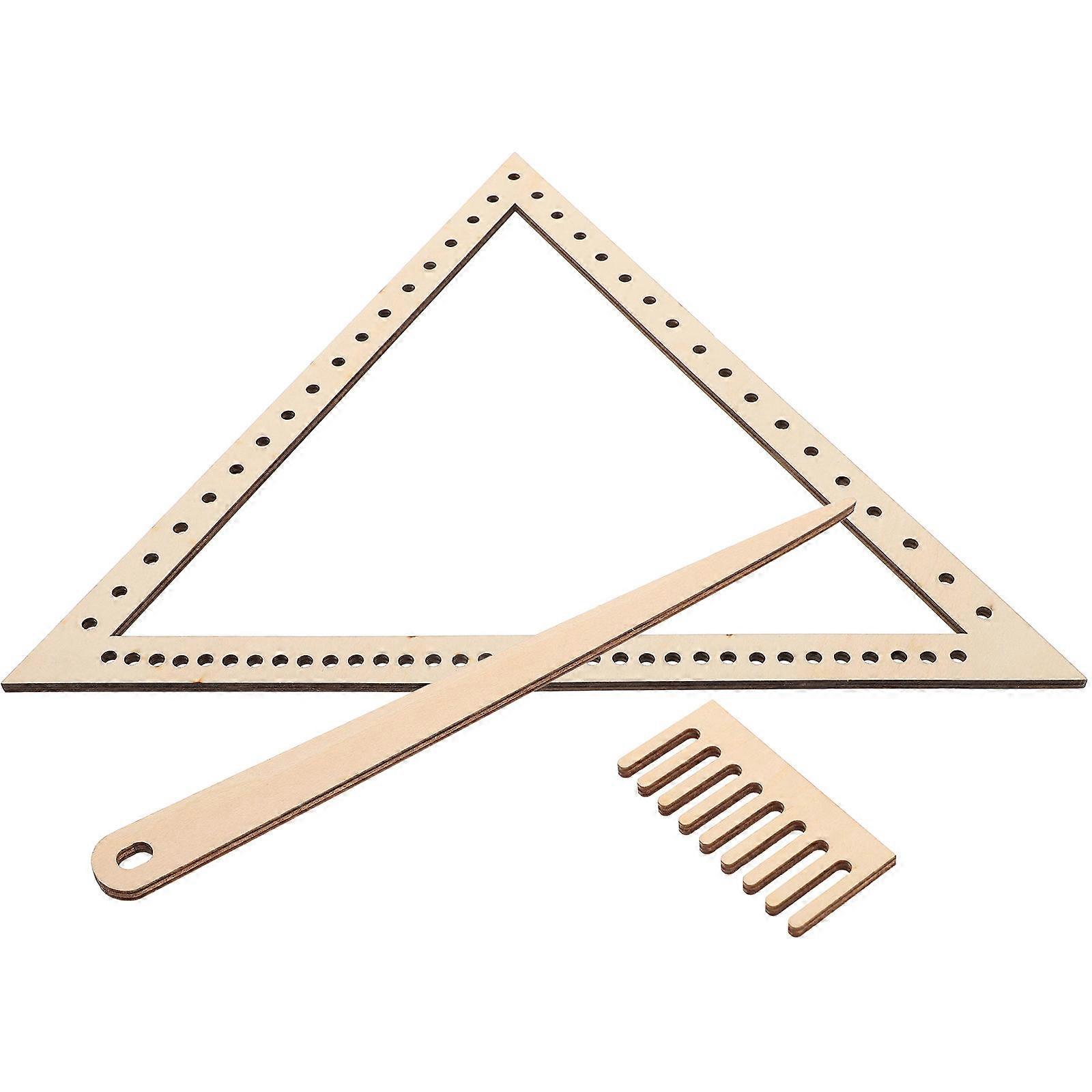 1 Set Wood Weaving Loom Kit for Decor Beige Color Portable Triangle Weave Board Tool
