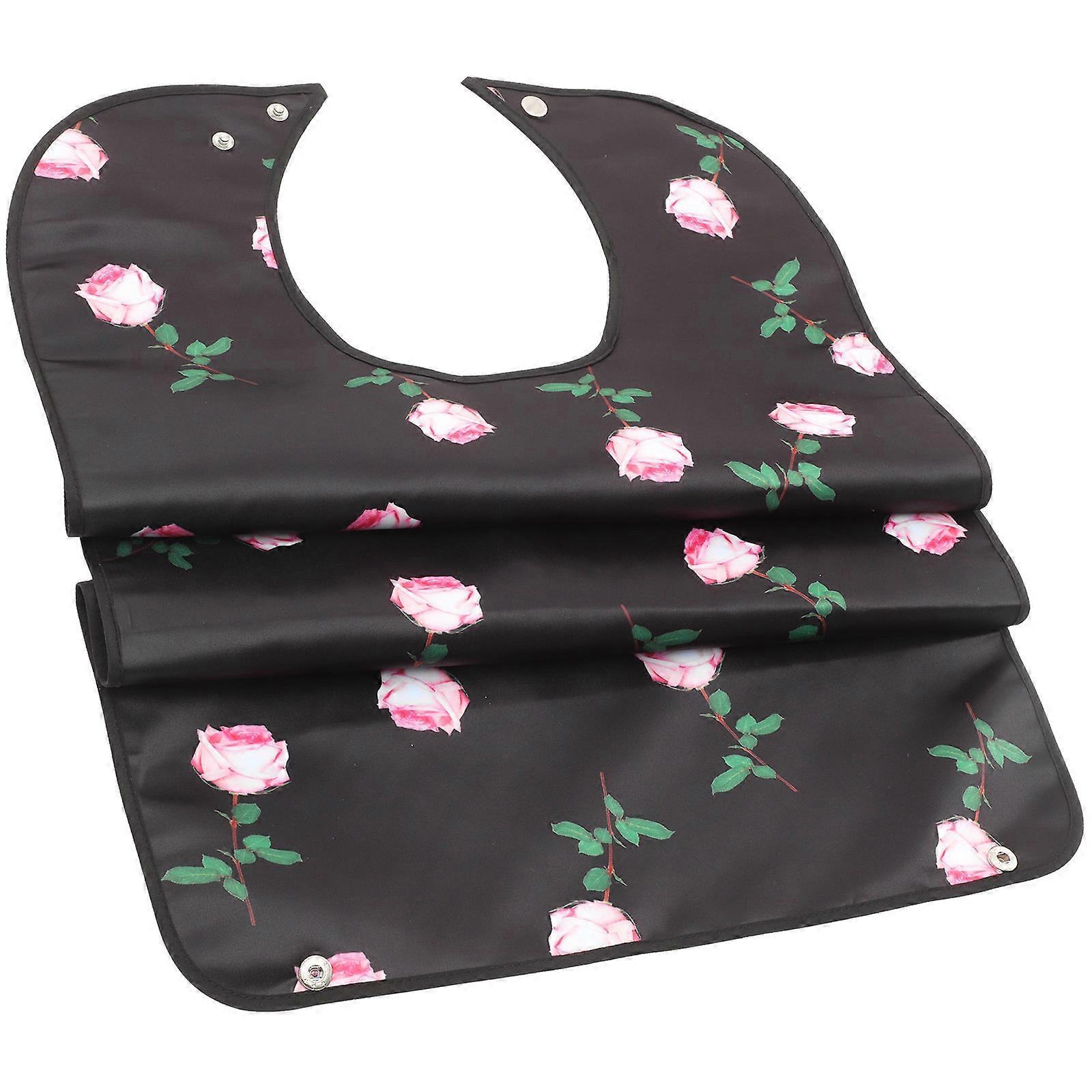 Waterproof Adult Bib Double Layer for Elderly Use Black Clothing Protector