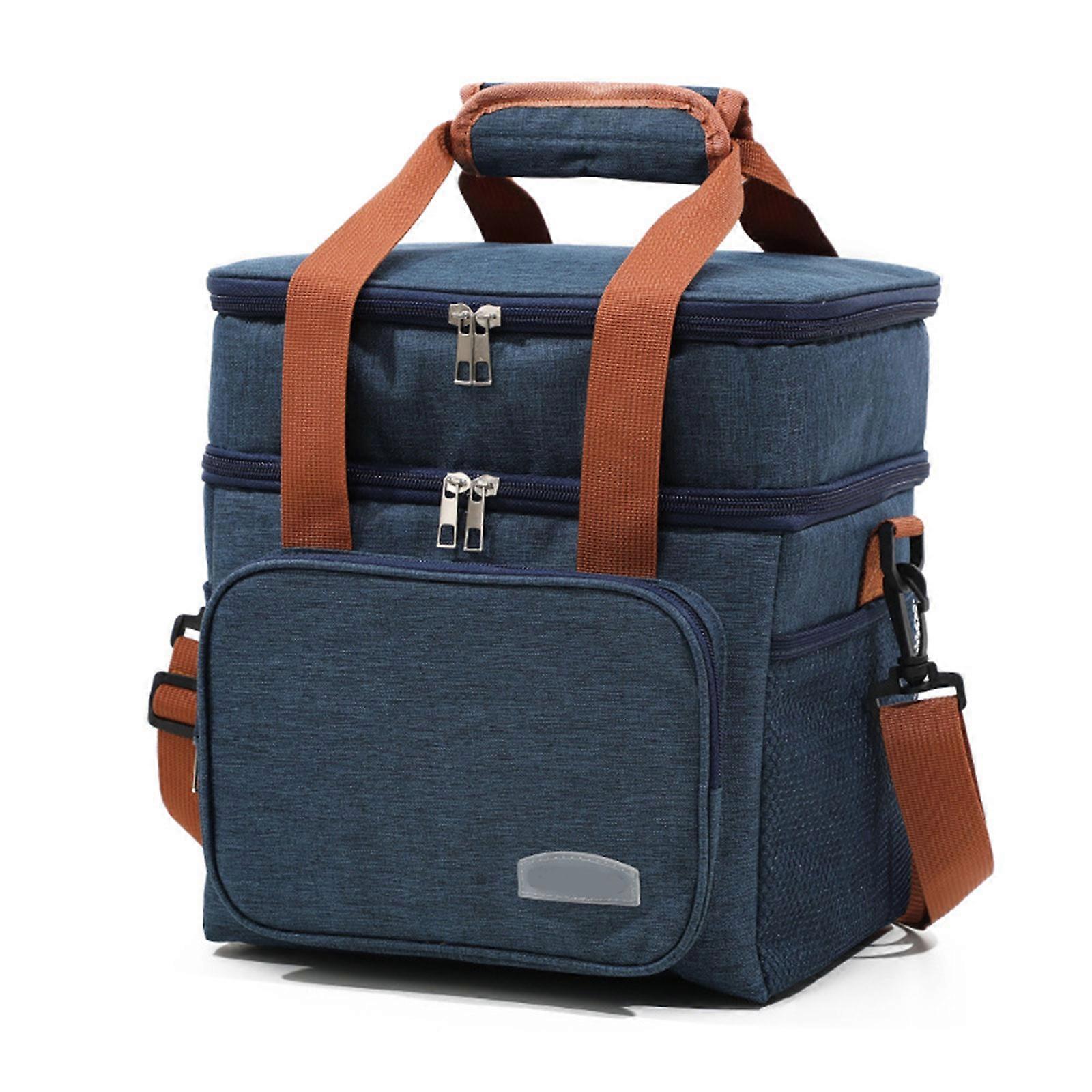 Adjustable Strap Oversized Cup Holders Thermal Bag Leak Proof Expandable Lunch Storage Container Cup Holders  navy blue