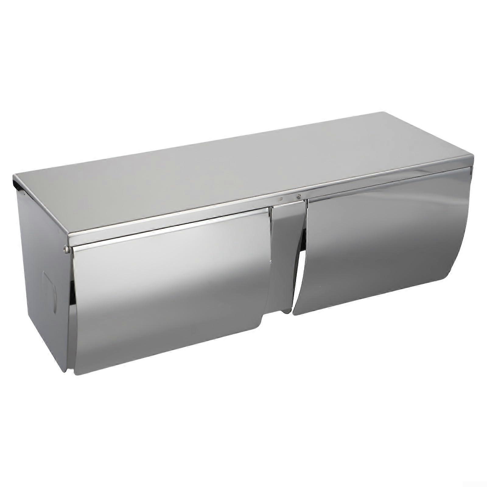 Double Roll Toilet Paper Holder Stainless Steel Rustproof Waterproof Wall Mount with Shelf