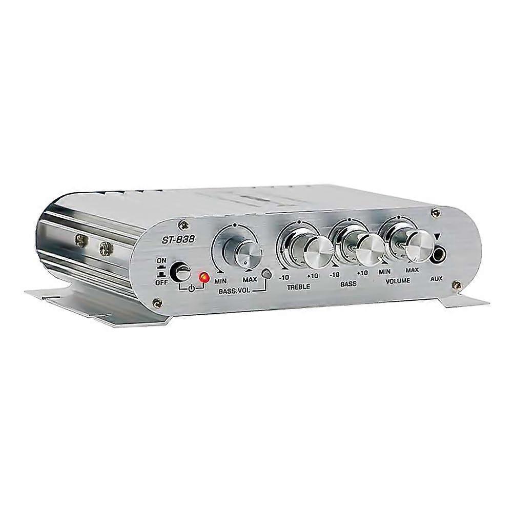 838 HiFi 2.1 Channel Power Amplifier 80W X2 White Subwoofer Output Home Audio Amplifier