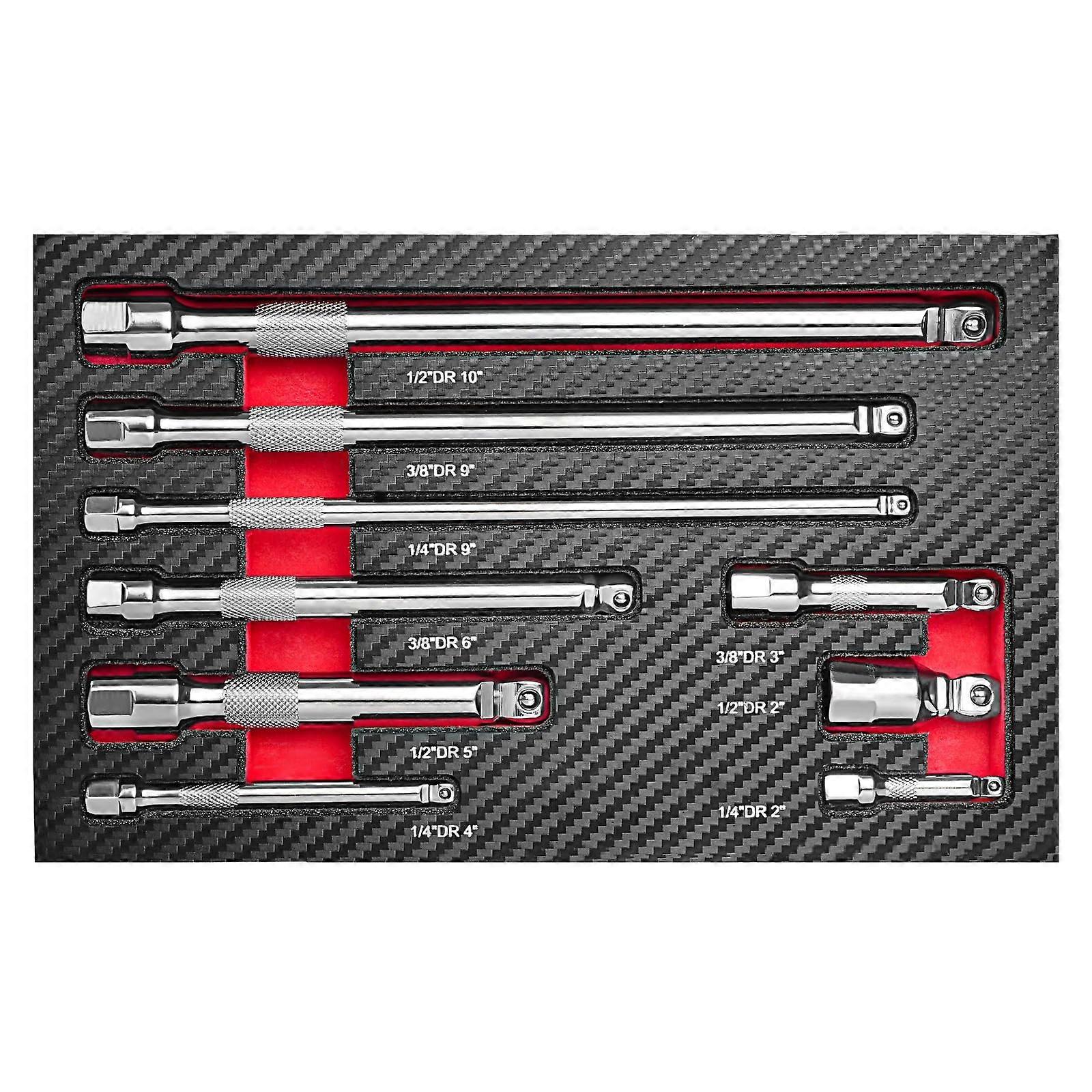 9Pcs Wobble Socket Extensions Set, Ratchet Extensions 1/4" 3/8" 1/2", Wobble Extensions, Drive Socket Extension Length Bar Set