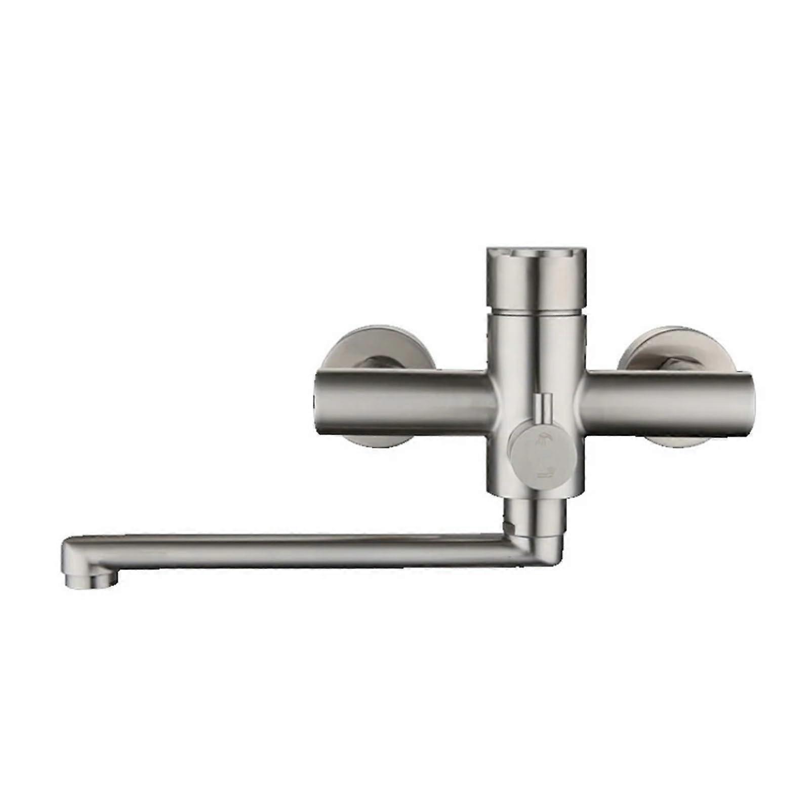 Brushed Nickel Wall Mounted Bathroom Faucet with Handheld Shower, Dual Function Smooth Water Control