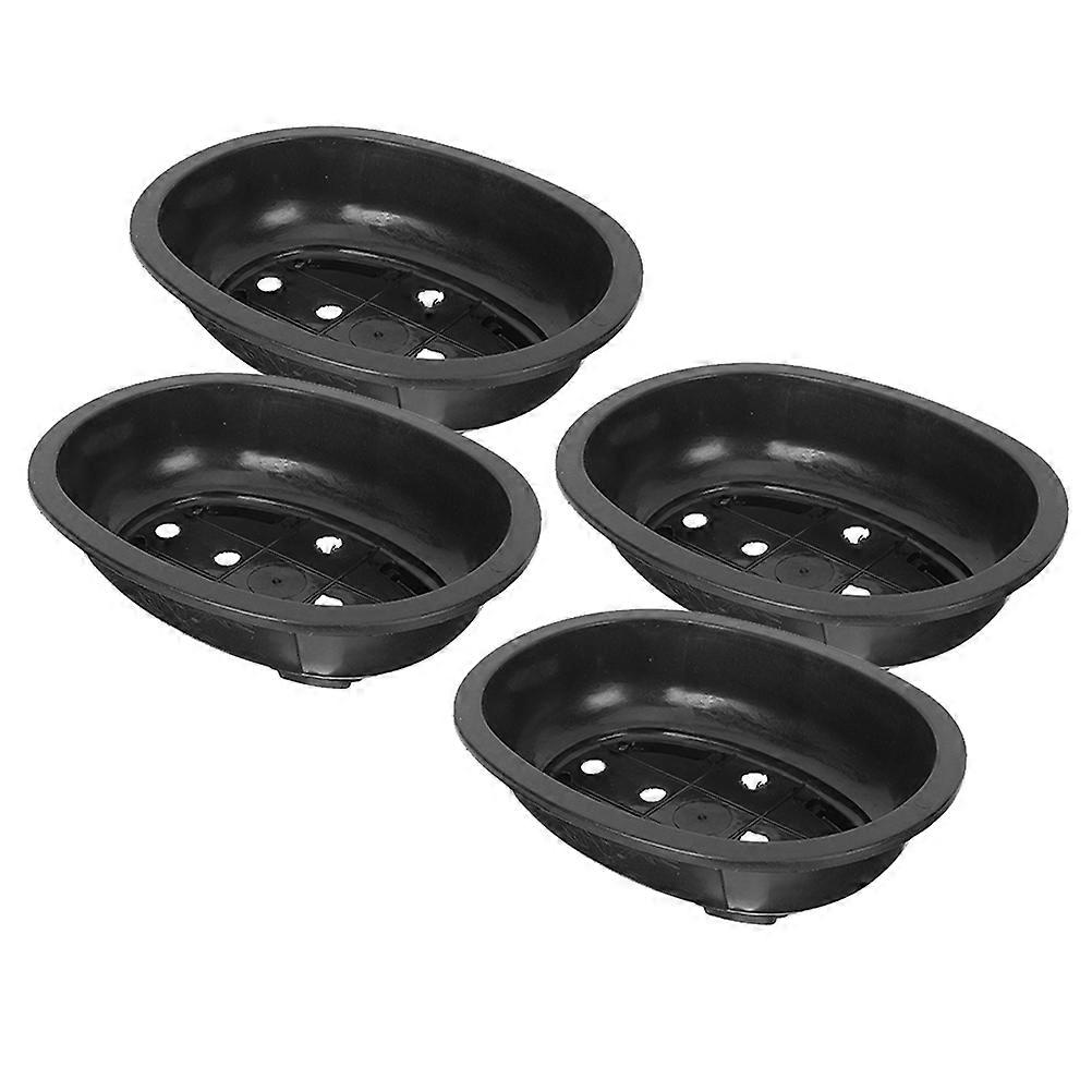 Plastic Flowerpot Drainable Rectangular Bonsai Planter for 4Pcs Garden Use