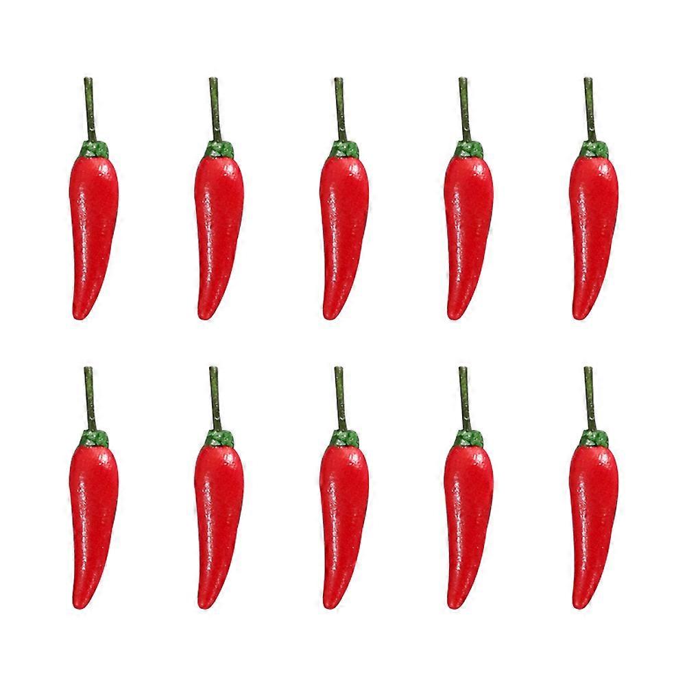 Simulation Pepper Mini Vegetables for Decor 10Pcs Red Resin Model