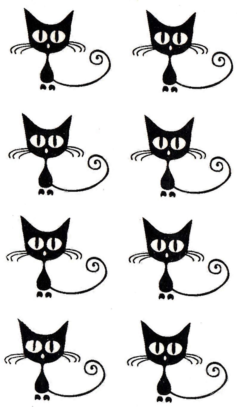 Mini Temporary Tattoos Bulk Black Cat Design Easy Water Transfer for Parties 12 Sheets