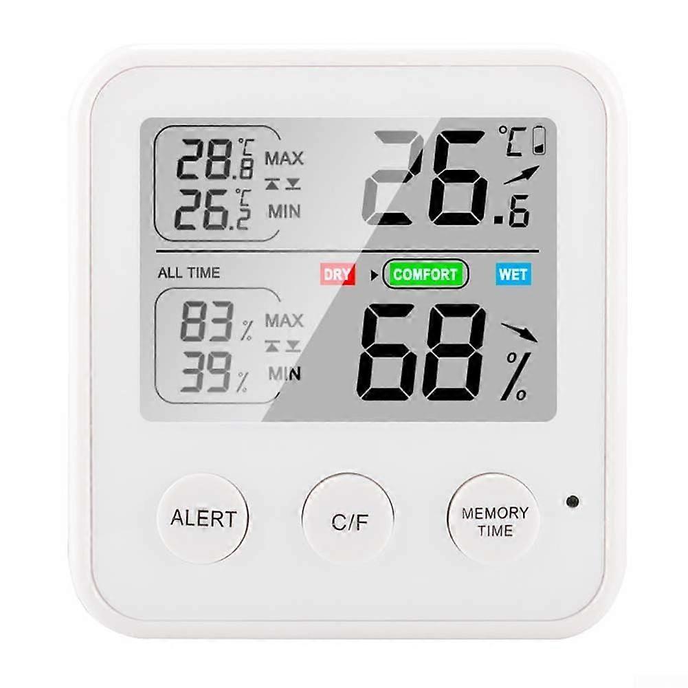 Digital Indoor Thermometer Hygrometer with Fast 10s Detection and Magnetic Back Alarm Function TS9909W