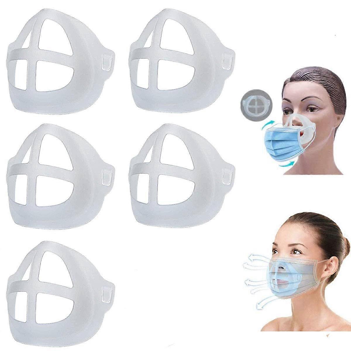 3D Silicone Face Mask Bracket for Breathing Space, Reusable Mask Support Frame for Adults 5 Pack