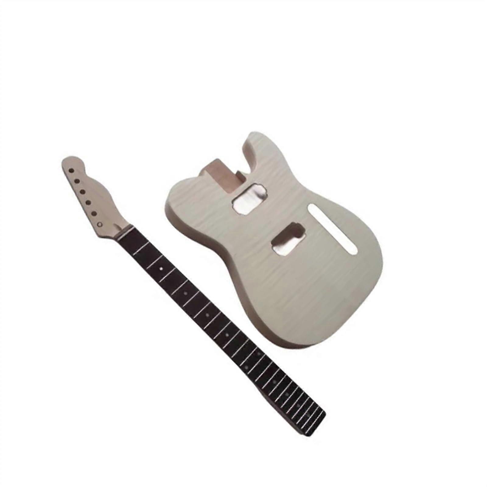 DIY Electric Guitar Body with Neck Solid Wood Unfinished Kit Smooth Presanded Easy Assembly