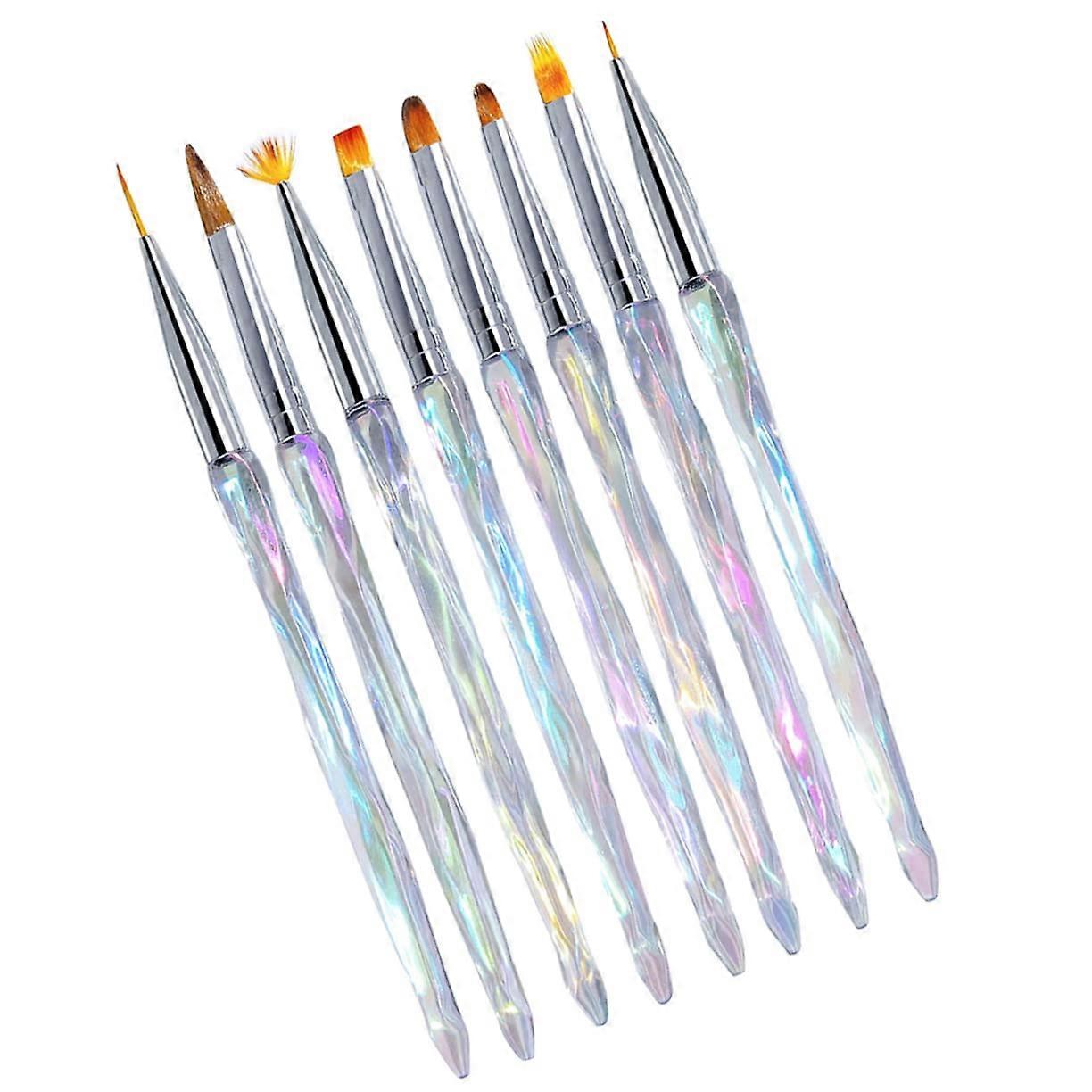 8pcs Nail Art Brush Set for Gradient and Fine Detailing, Multiple Tips for Professional Manicure