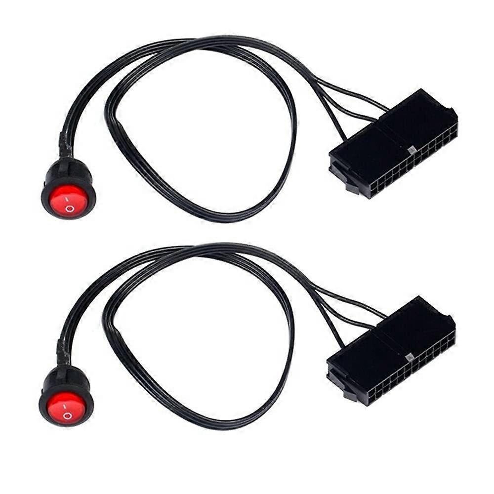 2 Pack 24 Pin ATX Power Supply Switch with LED Indicator for Easy PC PSU Testing 50cm Copper Cable