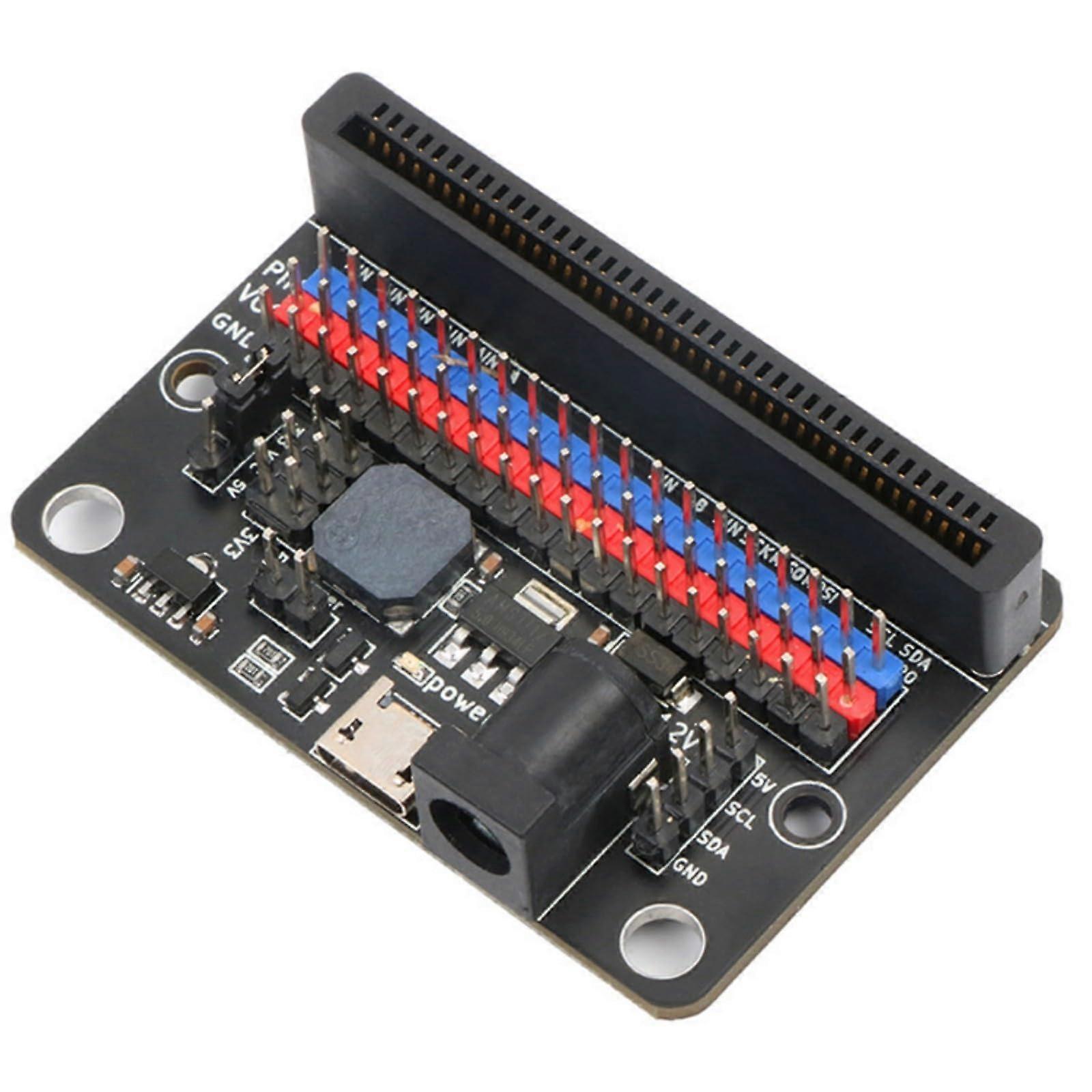 Expansion Board for Microbit with Multiple Interfaces and LED Indicators for Robotics and Classroom Projects