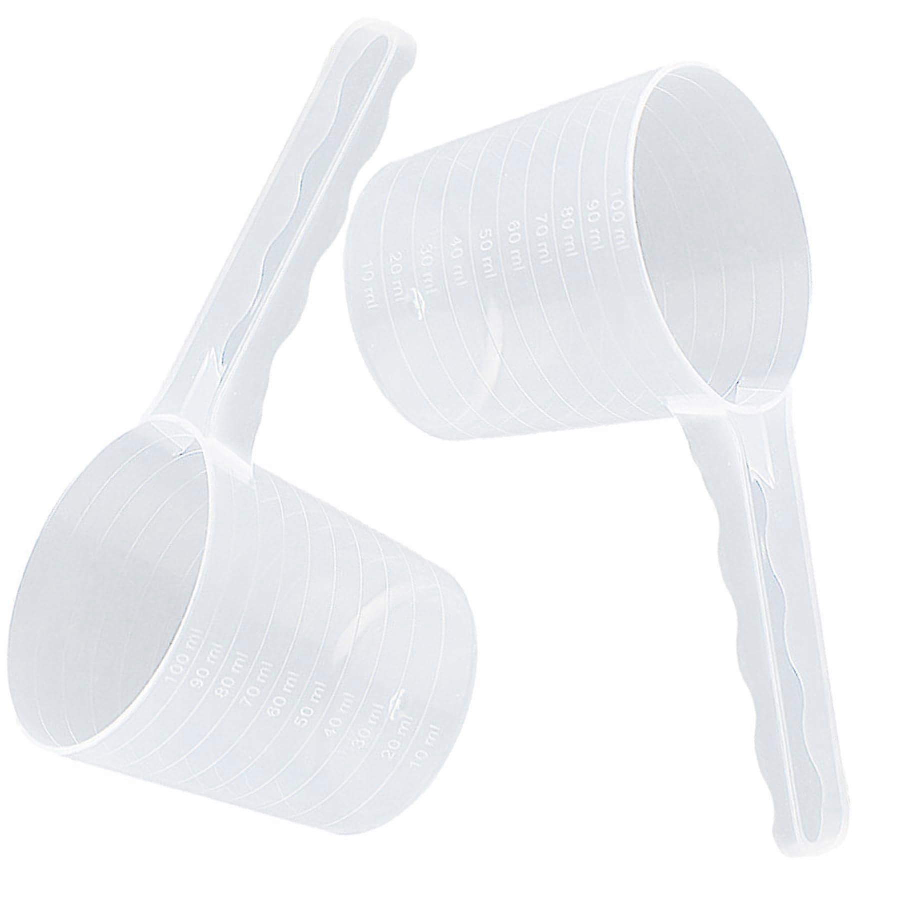 2 Pcs 100ml Plastic Measuring Scoop with Short Handle for Protein Powder, Coffee and Laundry Use