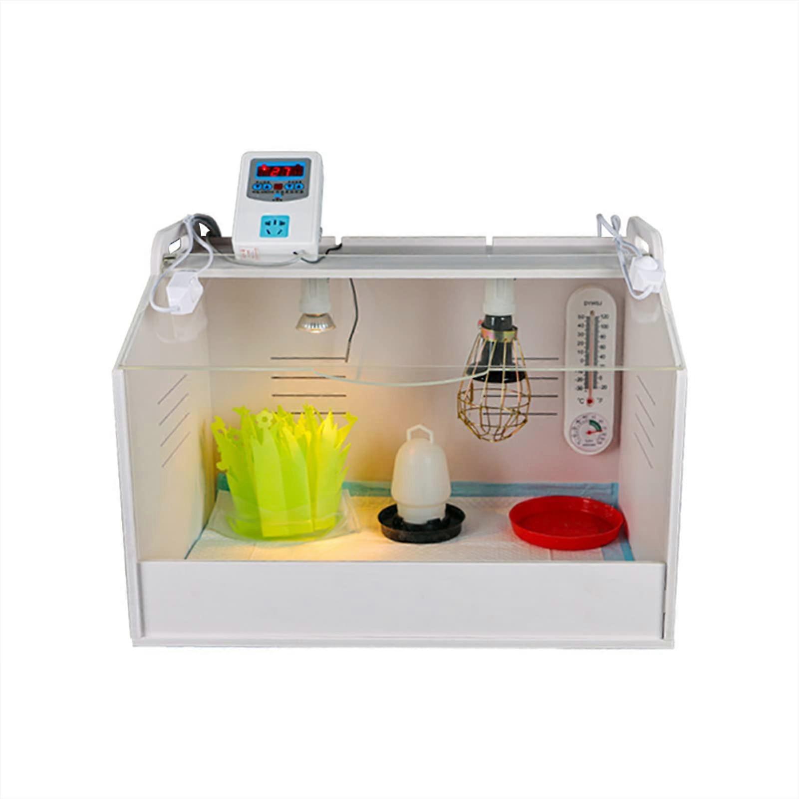 Bird Brooder Box with Easy Access  Cover, Transparency Window and Surround Ventilation for Chicks and Quail White S