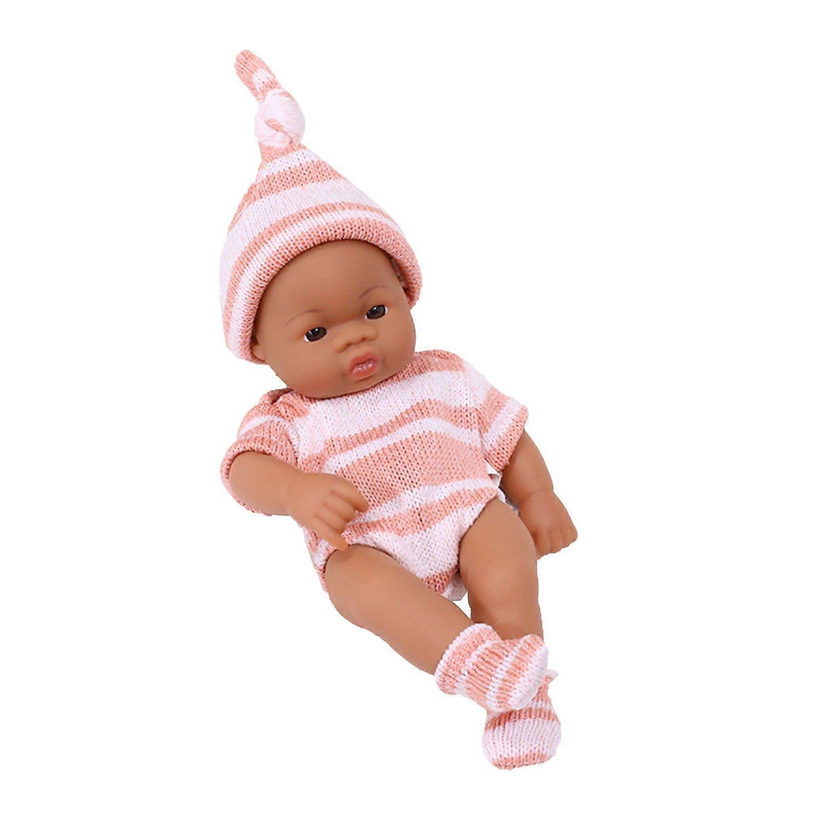 Bebê Reborn de Corpo Inteiro em Silicone com Esmalte Preto, Miniatura de 7 Polegadas