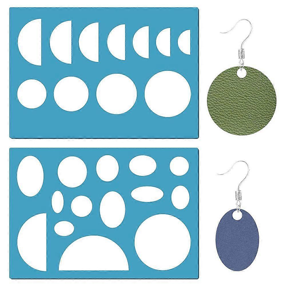 Acrylic Earring Handwork Template Card Leather Cutting Stencils Deep Sky Blue Round Pattern 130x90x2mm 2pcs/set