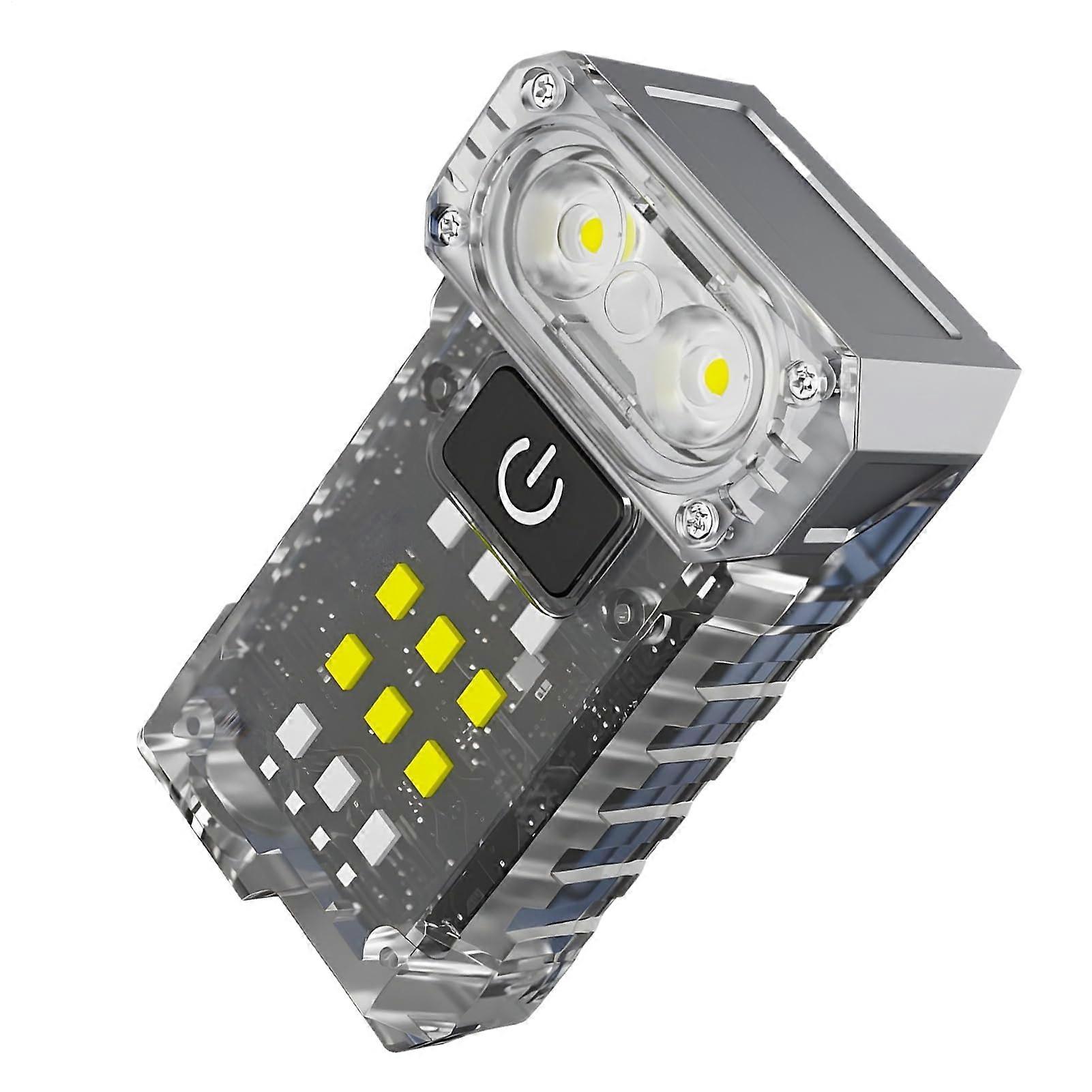 Keychain Flashlight with Rotating Magnetic Clip, USB Rechargeable Mini LED Torch for Camping