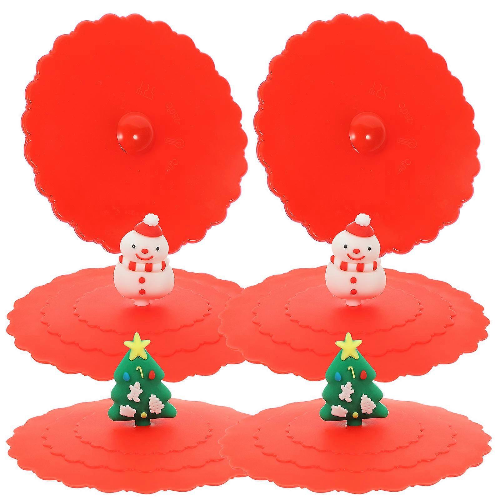 Reusable Silicone Mug Covers for Kitchen Use Leakproof Christmas 6Pcs
