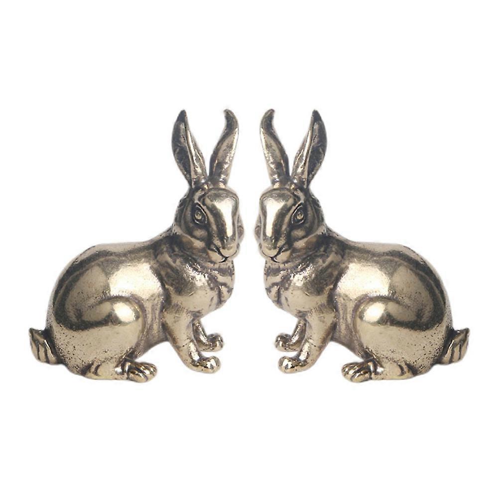 Small Rabbit Decor Mini Brass Rabbit Craft for Decor 2Pcs