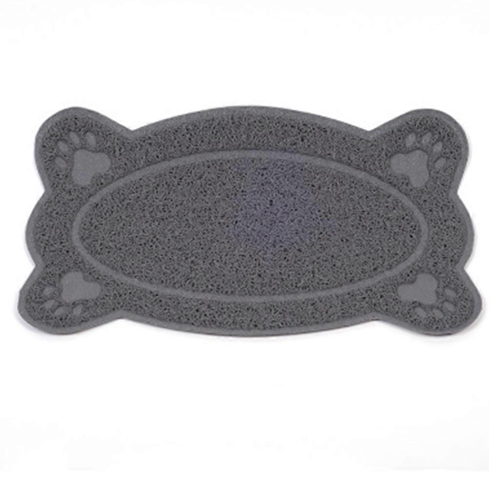 Cat Litter Mat Grey Non-Slip for Cat Use 2Pcs Waterproof Bone Shape Pads