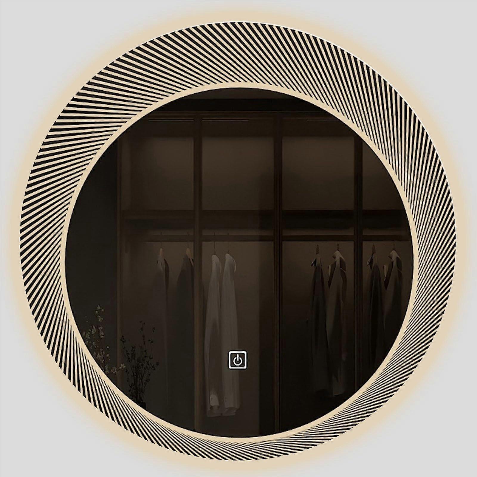 60cm Round LED Bathroom Mirror with ThreeColor Light Modes, Dimmable, ExplosionProof Surface