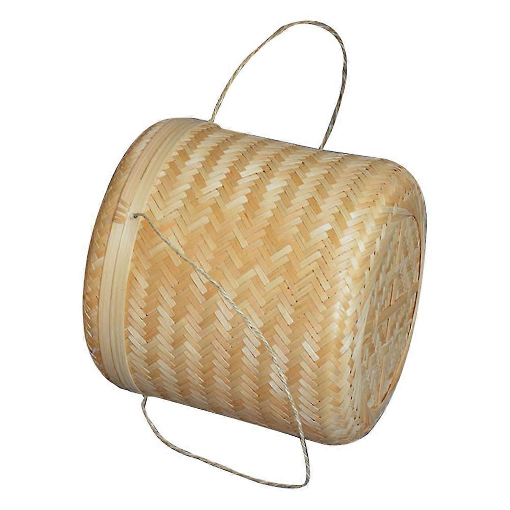 Tea Leaf Bamboo Storage Basket for Multi-Purpose Use with Lid