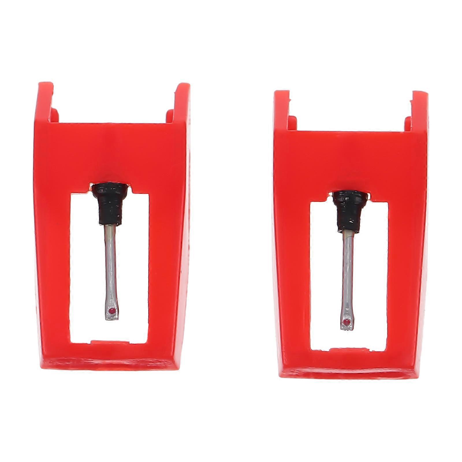 Red Phonograph Stylus Replacement Needle for Record Player 2Pcs Set